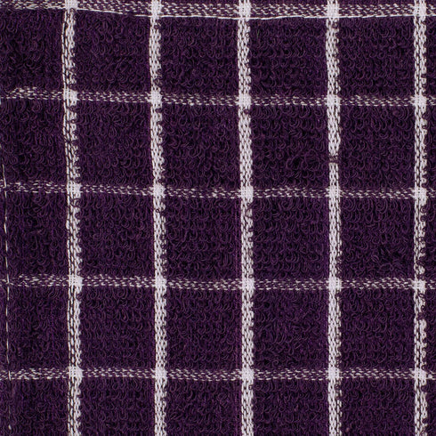 DII Basic Terry Collection Windowpane Dishcloth Set, 12x12, Eggplant, 6 Piece
