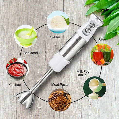 Doilza 5 in 1 Immersion Hand Blender Handheld For Kitchen BPA-Free, White