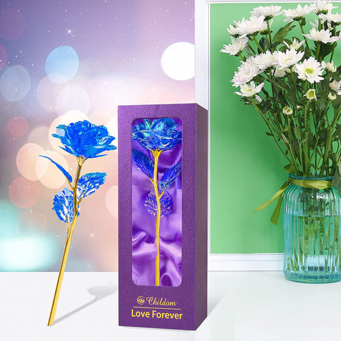 Colorful Blue Rose Flower Gifts for Her,Valentines Day Gifts,Rainbow Rose Flower Present with Gift Package Box Great Valentines Gift Idea for Women,Valentine's Day,Mom Gifts, Birthday, Anniversary