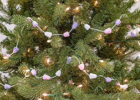 Kurt Adler Pink Purple and White Glittered Gum Drop Garland 9 Feet Long H2051 New