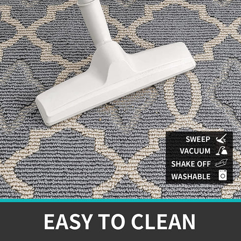 DEXI Indoor Door Mat, 32"x20" Non-Slip Low-Profile Entrance Rug, Absorbent Machine Washable Front Doormats for Back Door, High Traffic Areas, Grey