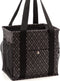 Pursetti Small Utility Tote Bag for Women with 4 Exterior Pockets - Perfect as Lunch Tote, Reusable Grocery Bags, Shopping Bags, Work Bag, Teacher Bag, and Nurse Bag (Black Trellis)