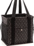 Pursetti Small Utility Tote Bag for Women with 4 Exterior Pockets - Perfect as Lunch Tote, Reusable Grocery Bags, Shopping Bags, Work Bag, Teacher Bag, and Nurse Bag (Black Trellis)
