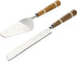 Creative Co-op DF0728 Stainless Steel Wood & Horn Inlay Handle and Bag (2 Pieces) Cake Knife & Server, Brown