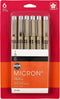 Sakura Pigma 50038 Micron Blister Card Ink Pen Set, Black, 05 6CT