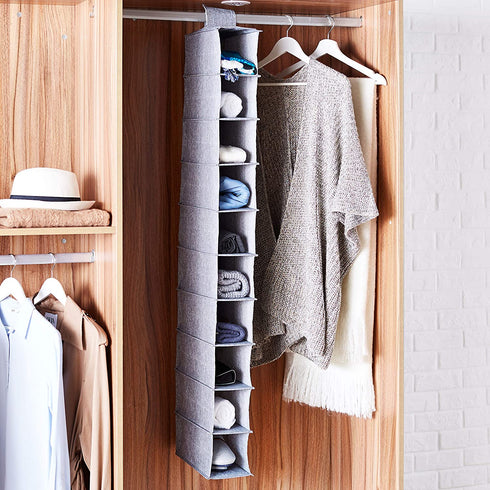 Amazon Basics Hanging Closet Shelf - 10-Tier, Heather Grey