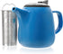 Tealyra - Daze Ceramic Teapot in Blue - 27-ounce (2-3 cups) - Small Stylish Ceramic Teapot with Stainless Steel Lid and Extra-Fine Infuser To Brew Loose Leaf Tea