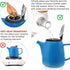 Tealyra - Daze Ceramic Teapot in Blue - 27-ounce (2-3 cups) - Small Stylish Ceramic Teapot with Stainless Steel Lid and Extra-Fine Infuser To Brew Loose Leaf Tea