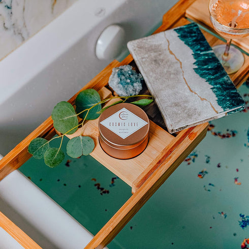 Auric Moon | Rosewater + Wildflowers Scented Luxury Soy Coconut Candle for Women | Slow 35+ Hour Burn | Love & Elevate Your Space | 5.5 Oz Metal Tin with Lid | Hand-Poured in California