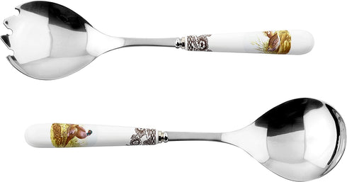 Spode Woodland S/2 Salad Servers (Pheasant/Quail/Pintail Duck)