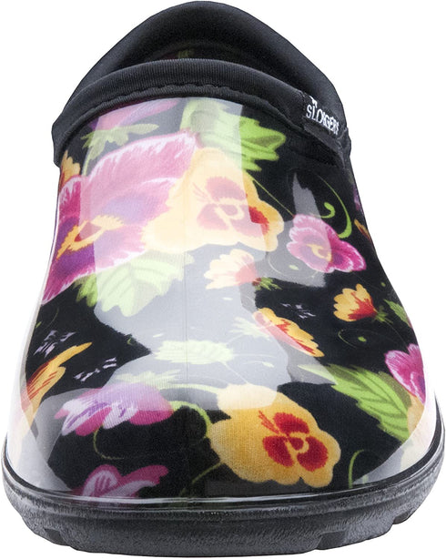 Sloggers Women's Waterproof Rain and Garden Shoe with Comfort Insole, Pansy Black, Size 10, Style 5114BP10