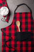 DII Buffalo Check Kitchen Collection, Classic Farmhouse Chef Apron, One Size, Red & Black