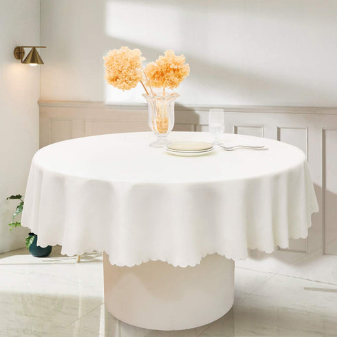 RUIBAO HOME Round Table Cloth Waterproof Oil Proof Wrinkle Resistant Washable Polyester Tablecloth for Dining Table Kitchen 90 inch Titanium White?90IN? Titanium White?