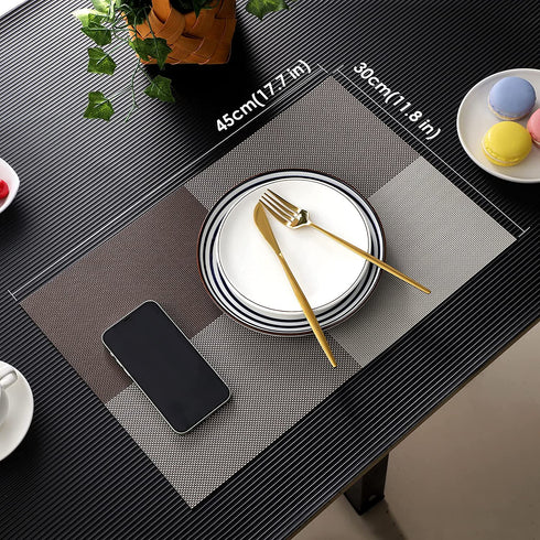 Placemats for Dining Table,Place Mats Heat-Resistant Non-Slip Washable and Easy to Cut Set of (4 or 6) CHENYUCHAO Place Mat (Coffe, 6)
