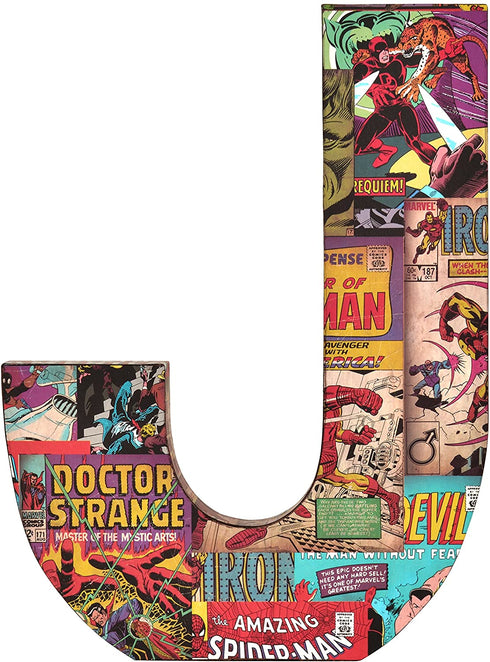 Marvel ME01J4 10 x 1 Red/Blue/Yellow Comics Wood Letter 'J'