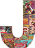 Marvel ME01J4 10 x 1 Red/Blue/Yellow Comics Wood Letter 'J'
