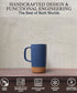 Mora Ceramics Large Tea Mug with Loose Leaf Infuser and Ceramic Lid, 18 oz, Portable, Microwave and Dishwasher Safe, Tall Coffee Cup - Rustic Matte Ceramic Glaze, Modern Herbal Tea Strainer, Deep Blue