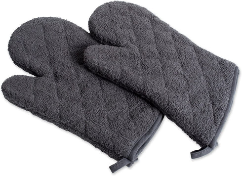 DII Basic Terry Collection 100% Cotton Quilted, Oven Mitt, Mineral Gray, 2 Piece