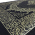 Islamic Prayer Rug Thin Woven Chenille and Taffeta Turkish Sajadah Intricate Design Metallic Ottoman Mat (Black + Blue)