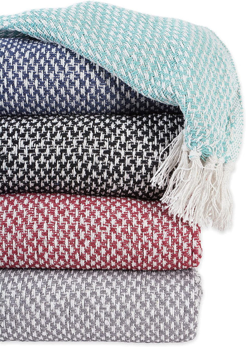 DII 100% Cotton Basket Weave Throw for Indoor/Outdoor Use Camping Bbq's Beaches Everyday Blanket, 50 x 60, Woven Stripe