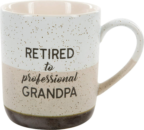 Pavilion Gift Company Large 15 Oz Stoneware Coffee Cup Mug Retired to Professional Grandpa, 1 Count (Pack of 1), Grey