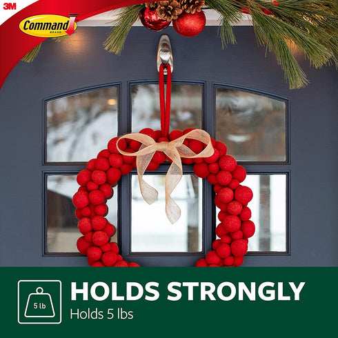 Command Outdoor Metal Hook, 1 Hook, 2 Strips, Water-Resistant Strips (FC13-BN-AWES)