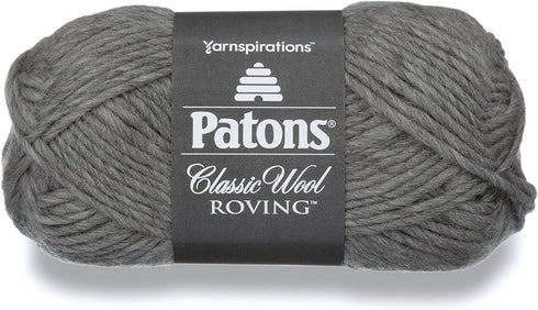 Patons Classic Wool Roving Yarn, 3.5 oz, Gray, 1 Ball