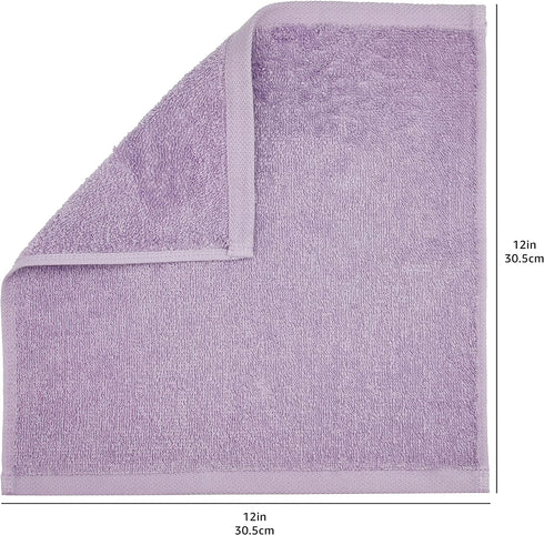 Amazon Basics Fast Drying, Extra Absorbent, Terry Cotton Washcloths - Pack of 24, Lavender, 12 x 12-Inch