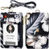 ELV Badge Holder with Zipper, ID Badge Card Holder Wallet with 5 Card Slots, 1 Side RFID Blocking Pocket and 20 inch Neck Lanyard Strap for Offices ID, School ID, Driver Licence (Floral)