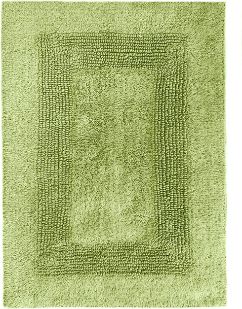 COTTON CRAFT Smith Set of 2 Cotton Handmade Heavyweight Reversible Racetrack Bath Rugs, 17 inch x 24 inch, Sage Green