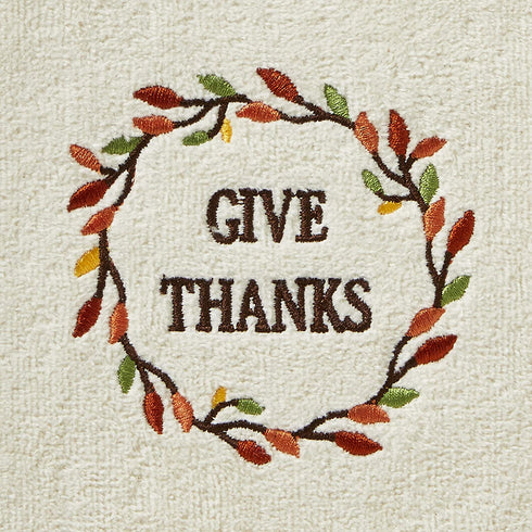 SKL Home Wreath Thanks Hand Towel Set, White 2 Count