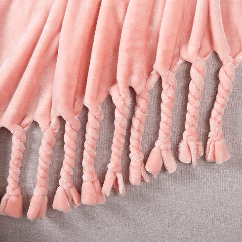 Homiest Fleece Throw Blanket with Fringe, Soft & Cozy Flannel Light Pink Throw Blanket, Lightweight Decorative Throw Blanket for Sofa Bed Chair All Season (Blush Pink, 50 x 60 Inch)