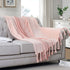 Homiest Fleece Throw Blanket with Fringe, Soft & Cozy Flannel Light Pink Throw Blanket, Lightweight Decorative Throw Blanket for Sofa Bed Chair All Season (Blush Pink, 50 x 60 Inch)