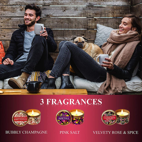 BRIOJOY Candle Gift- Scented Candle Gift Set for Women, Wife, Sister, Girlfriend - Natural Soy Candle for Home, Spa Relaxing - Mom Gift - Gifts for Women, Mothers - Anniversary, Birthday, Friend Gift