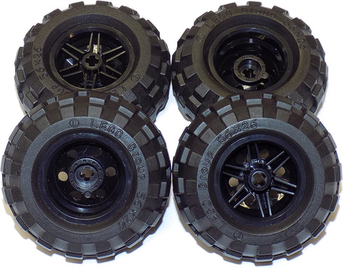 LEGO Parts and Pieces: Large Black Tire and Black Wheel Pack - 8 Pieces