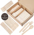 Greenly Wood 200 Pack Disposable Wooden Utensils Set | All Natural Birchwood Biodegradable Compostable Cutlery (100 Forks, 50 Spoons, 50 Knives)