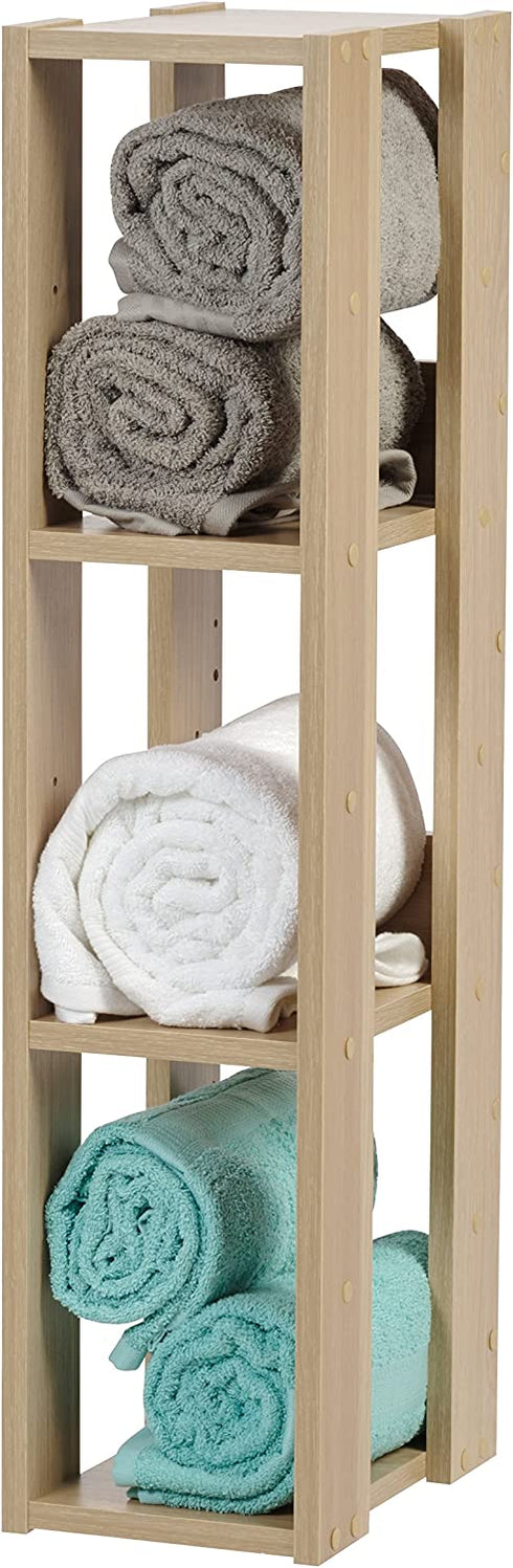 IRIS USA Rack 3-Shelf Open Wood Shelving Unit, Slim, Natural