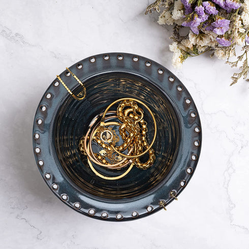 Elegant Jewelry Storage Bowl by Gute - Jewelry Storage, Earing Organizer, Jewelry Organizer, Jewelry Box, Jewelry Holder Trinket Tray 6.5" Width 3" Height (Green)
