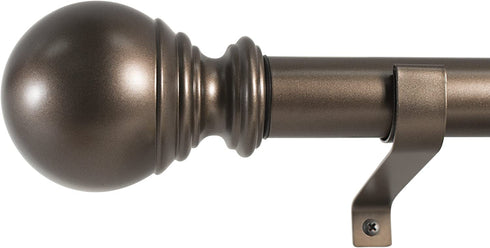 Decopolitan 30409-BZ72 Ball Single Telescoping Drapery Rod Set, Long, Bronze, 72 to 144-Inch