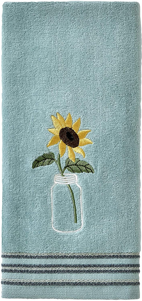 SKL HOME Sunflower in Jar Hand Towel Set, 16x25, Aqua