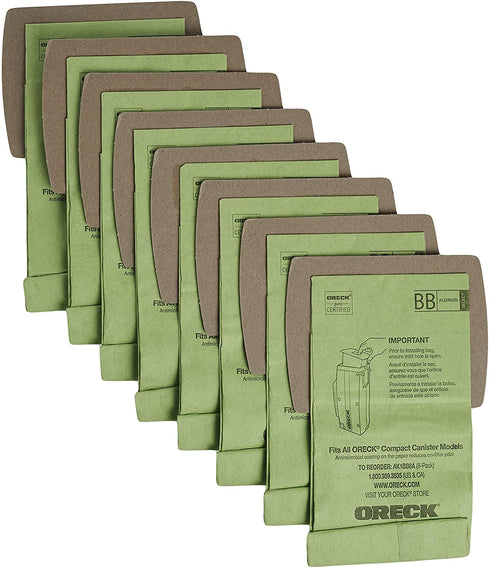 Oreck Buster B Canister Vacuum Paper Bags (8-Pack), AK1BB8A, Green