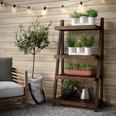 Barnyard Designs Herb Pot Planter Set with Tray for Indoor Garden or Outdoor Use, White Metal Succulent Potted Planters for Kitchen Windowsill, (Set of 3, 4.25? x 4? Planters on 12.5? x 4" Tray)