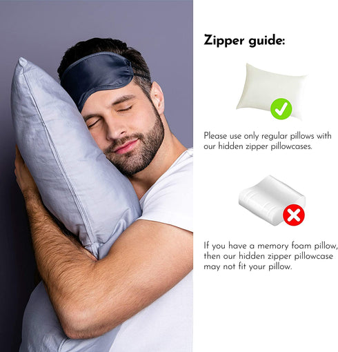 Bamboo Pillow Cases Queen Size - Set of 2 Bamboo Pillowcase with Zipper, Cooling Pillow Cases Zippered, Cool Pillow Cases, White Satin Pillowcase for Hair and Skin Women, Queen Pillow Covers 2 Pack