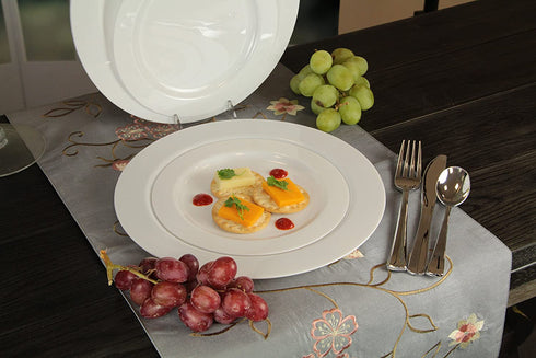 Premium Quality Heavyweight Plastic Plates China Like. Wedding and Party Dinnerware Plastic Plates 6.25 inc White/Pearl-Value Pack 40 Count
