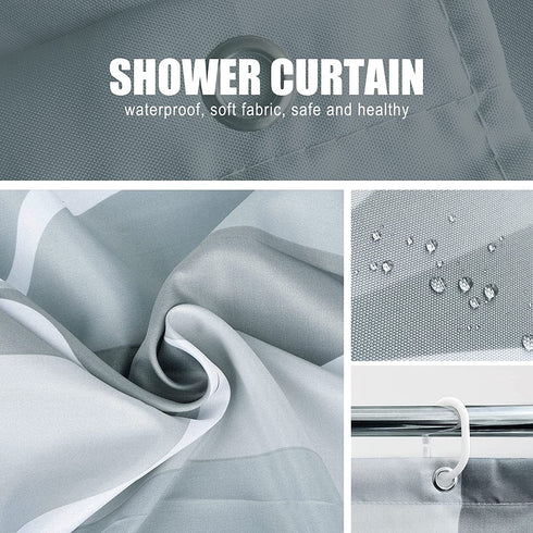 Gelbchu Grey Stall Small Fabric Shower Curtain, Waterproof Design and Polyester, Quick-Drying, Weighted Hem, Short Shower Curtains Set for Bathroom W 36 x H 72, Durable and Washable with 8 Hooks