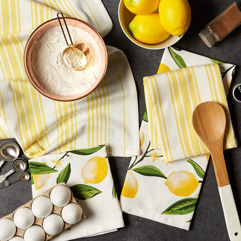 DII Lemon Bliss Kitchen Collection, Dishtowel Set, 4 Piece