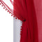 MISS SELECTEX Linen Look Pom Pom Tasseled Sheer Curtains - Rod Pocket Voile Semi-Sheer Curtains for Living and Bedroom, Set of 2 Curtain Panels (52 x 84 inch, True Red)