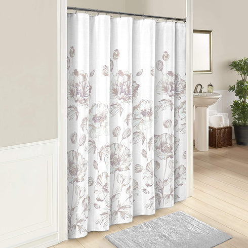MARBLE HILL Shower Curtains for Bathroom - Jasmeen 72" x 72" Machine Washable Bath Curtains, Neutral