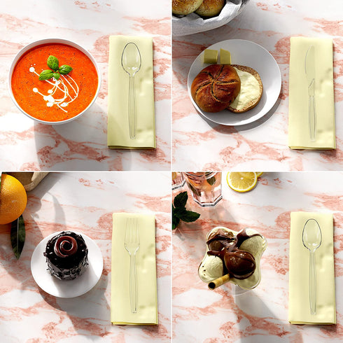 300 Clear Plastic Silverware Set | Disposable Plastic Utensils | 100 Plastic Forks, 100 Plastic Spoons, 100 Plastic Knives | Plastic Cutlery Set | Heavy Duty Bulk Flatware Set