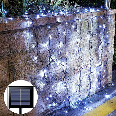 JMEXSUSS 2 Pack Upgraded Solar String Lights 200LED 75.5ft Solar Christmas Lights Outdoor Waterproof 8 Modes White Solar Lights for Christmas, Gardens, Wedding, Party, Tree, Outdoors Decorations